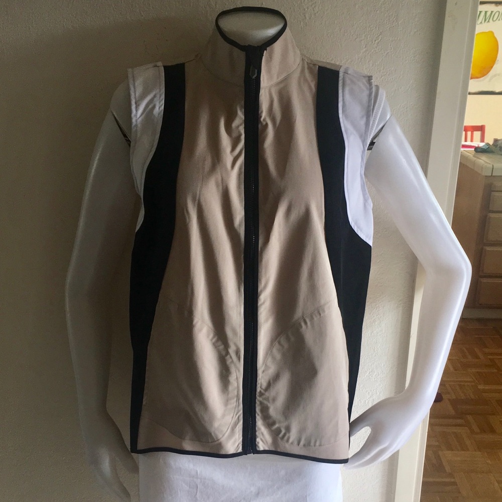 REED REED KRAKOFF Beige, Black & White Zip up Vest
